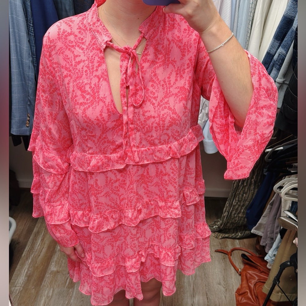 Karlie Pink Ruffle Tiered Dress Size Medium‎ - Picture 2 of 12